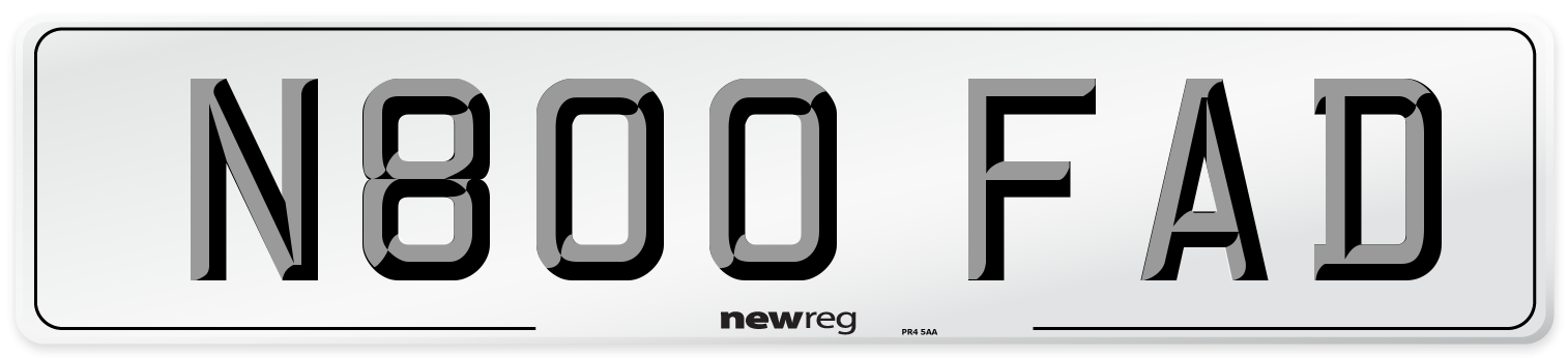 N800 FAD Number Plate from New Reg
